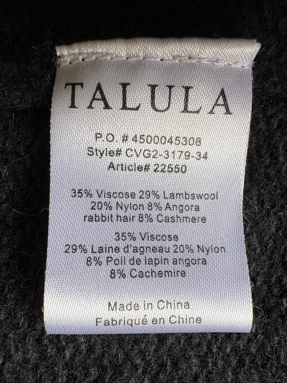 Aritzia Talula women's cardigan sweater dark grey size M/L cashmere angora blend - Picture 7 of 7